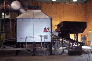 Side view of Carterville gasifier and fuel bin